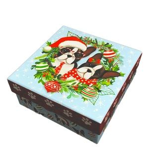 Molly & Rex French Bulldog Christmas Wreath Treat / Gift Box, Small (19967)
